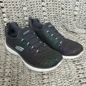 Sketchers Slip-ins - grey w/ iridescent rainbow